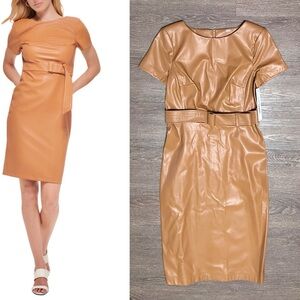 Calvin Klein
Faux-Leather Belted Sheath Dress Size 4 New with tag